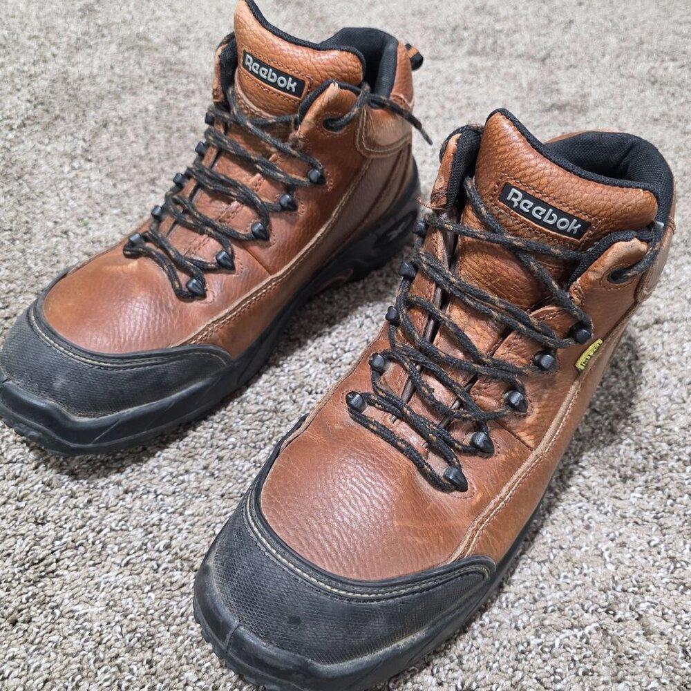 Reebok Work RB833 Men’s 11M Safety Toe Hiker Boots Brown Leather EH Slip Resista